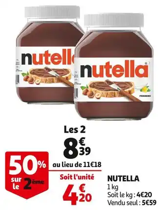 Auchan Ferrero nutella offre