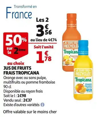 Auchan Jus de fruits frais tropicana offre