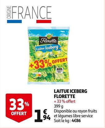 Auchan Florette laitue iceberg offre
