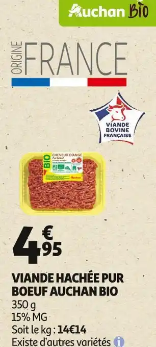 Auchan Auchan bio viande hachée pur boeuf offre