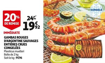 Auchan Gambas rouges d'argentine sauvages entières crues congelées offre