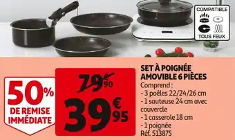 Auchan Set à poignée amovible 6 pièces offre
