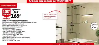Auchan Paroi de douche sérigraphie bricks offre