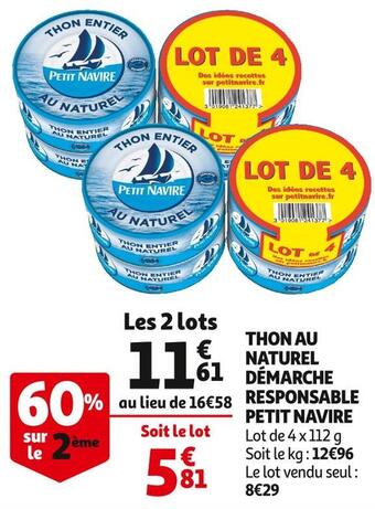 Auchan Petit navire thon au naturel démarche responsable offre