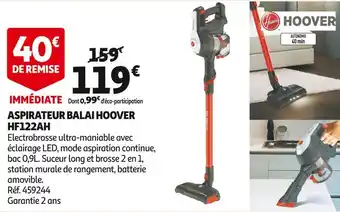 Auchan Hoover aspirateur balai hf122ah offre