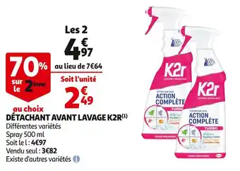 Auchan K2r détachant avant lavage offre