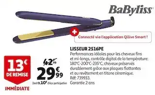 Auchan Babyliss lisseur 25116pe offre