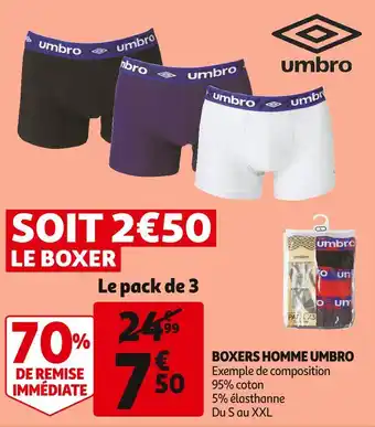 Auchan Umbro boxers homme offre