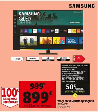 Auchan Samsung tv qled qe55q80b offre