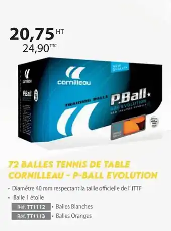 Casal Sport 72 balles tennis de table cornilleau - p-ball évolution offre