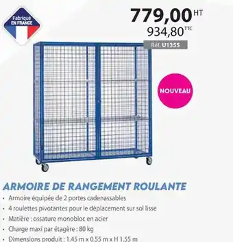 Casal Sport Armoire de rangement roulante offre