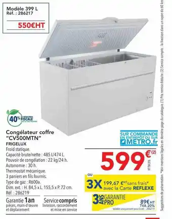 METRO Congélateur coffre offre