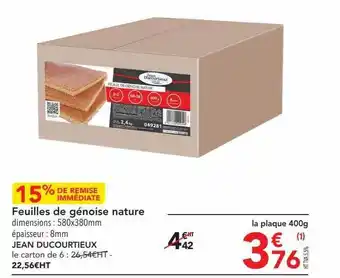 METRO Feuilles de génoise nature jean ducourtieux offre