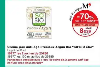 Monoprix Crème jour anti-âge précieux argan bio offre