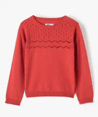 Gémo Pull fille en fine maille à plastron ajourée vue1 - gemo (enfant) - gemo offre