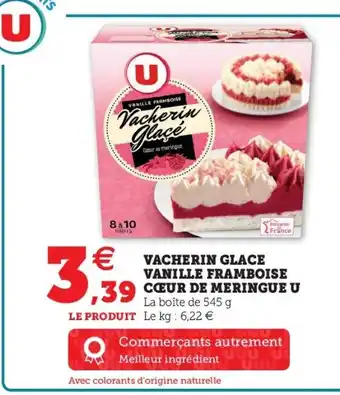 Super U Vacherin Glace Vanille Framboise Cœur de Meringue U offre