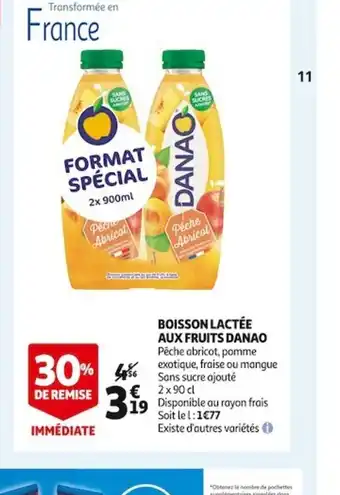 Auchan Boisson Lactée Aux Fruits Danao offre