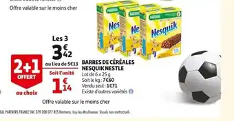 Auchan Barres de Céréales Nesquik Nestle offre