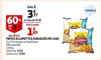 Auchan Frites Allumettes Surgelées Mc Cain offre
