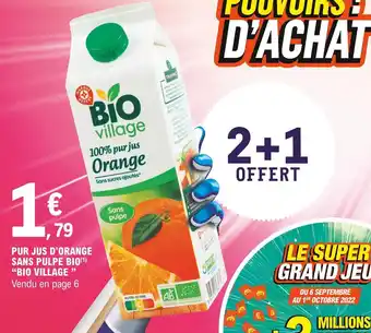 E.Leclerc Pur jus d´orange sans pulpe bio bio village offre