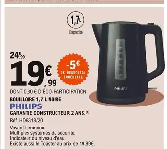 E.Leclerc Bouilloire 1.7l noire philips offre