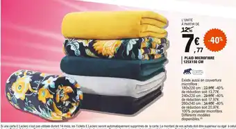 E.Leclerc Plaid microfibre 125x150 cm offre