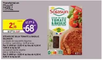 Intermarché Steaks de Soja Tomate & Basilic Sojasun offre