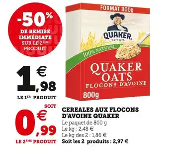 U Express Quaker céréales aux flocons d'avoine offre