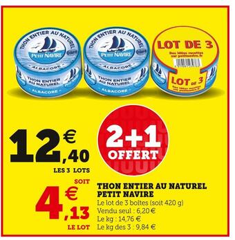 Petit navire thon entier au naturel