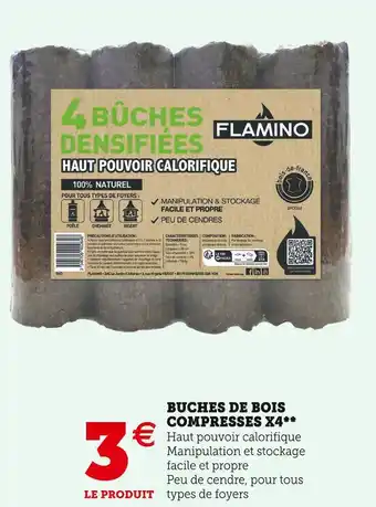 Super U Flamino buches de bois compresses x4 offre