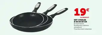 Super U Set 3 poeles 20/24/28 cm offre