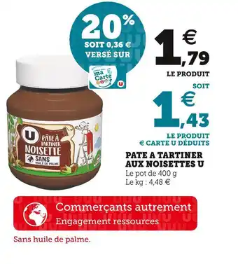 U Express U pate a tartiner aux noisettes offre