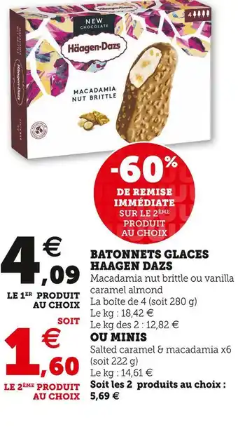 Super U Haagen dazs batonnets glaces offre