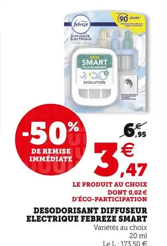 Super U Febreze desodorisant diffuseur electrique febreze smart offre