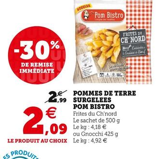 Super U Pom bistro pommes de terre surgelées offre