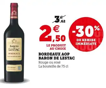Super U Baron de lestac bordeaux aop baron de lestac offre