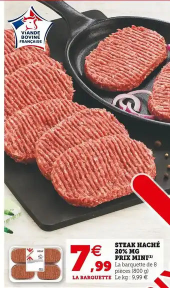Super U Prix mini steak haché 20% mg offre