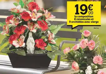 Centrakor 8 renoncules et 9 orchidées avec vierge offre
