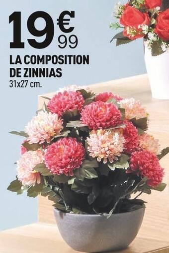 Centrakor La composition de zinnias offre