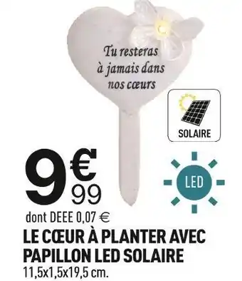 Le cœur à planter avec papillon led solaire