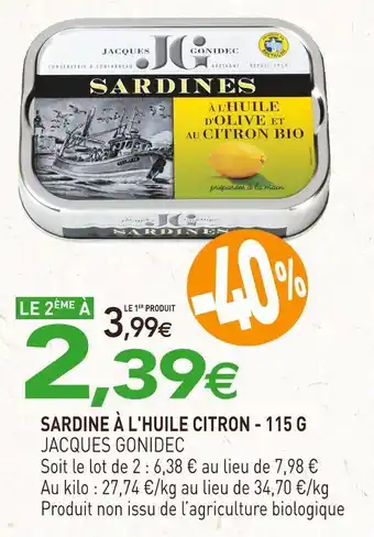 naturéO Jacques gonidec sardine à l'huile citron offre