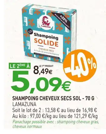 naturéO Lamazuna shampoing cheveux secs sol offre