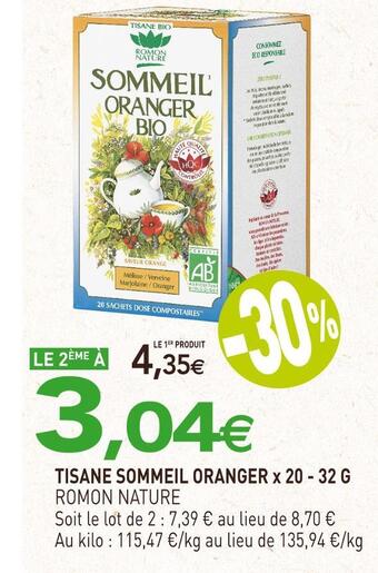 naturéO Romon nature tisane sommeil oranger offre