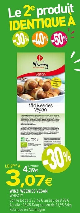 naturéO Wheaty winzi weenies vegan offre