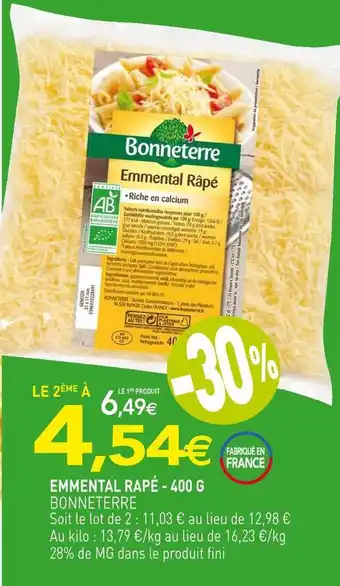 naturéO Bonneterre emmental rapé offre