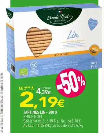 naturéO Emile noel tartines lin offre