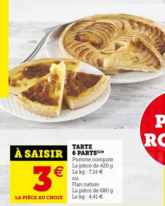 U Express Tarte 6 parts offre
