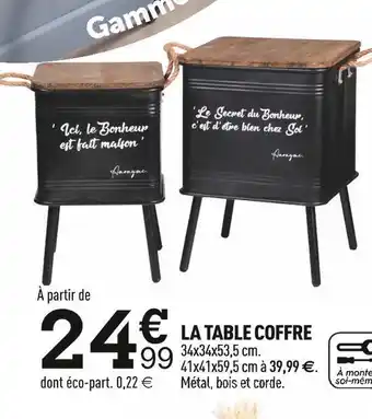 Centrakor La table coffre offre