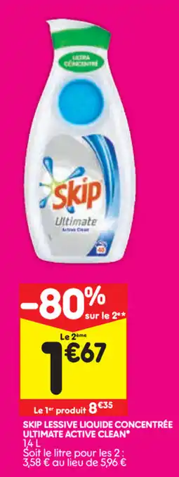 Leader Price Skip lessive liquide concentrée ultimate active clean offre