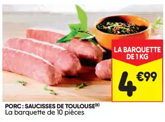Leader Price Porc : saucisses de toulouse offre